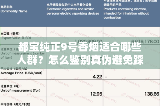 都宝纯正9号香烟适合哪些人群？怎么鉴别真伪避免踩坑？
